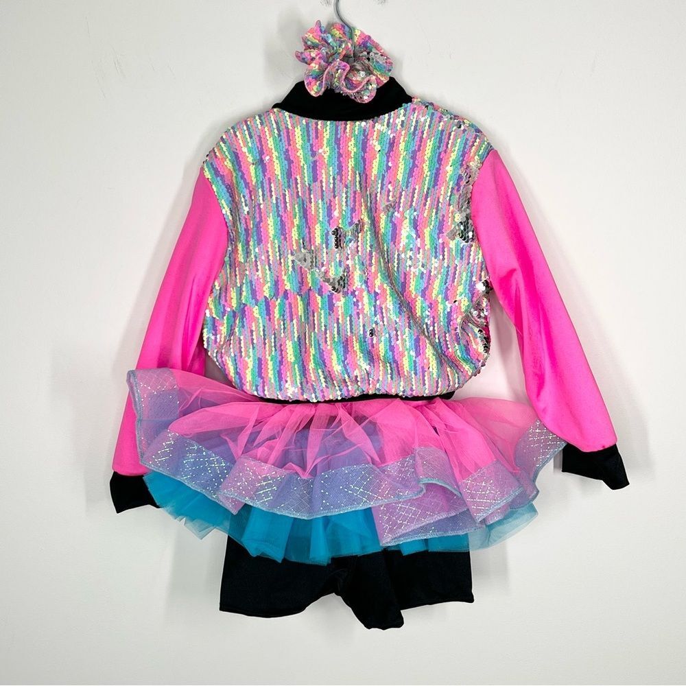 Weissman Showtime Lip Gloss Dance Costume Rainbow Sequin Jacket Tutu IC - Picture 4 of 11